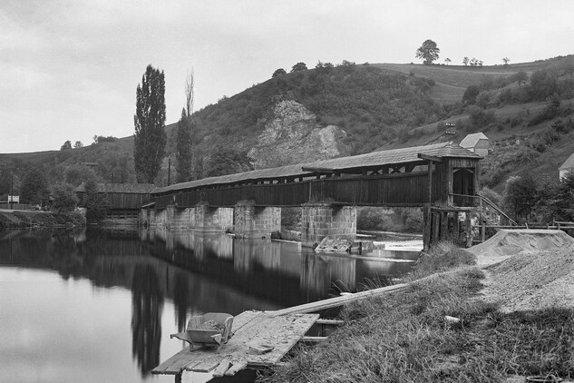 Český Krumlov – Plešivec, tzv. horní rechle, foto: Orbis, před 1953, zdroj: soukromá sbírka