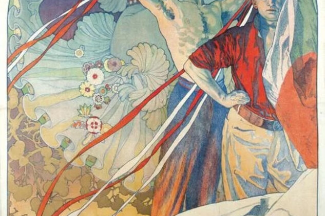 Plakát Alfonse Muchy ke slavnostní hře Slovanstvo bratrské (1926) | © Uměleckoprůmyslové museum v Praze